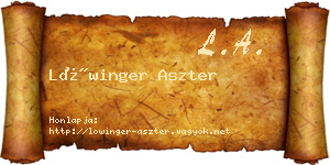 Lőwinger Aszter névjegykártya